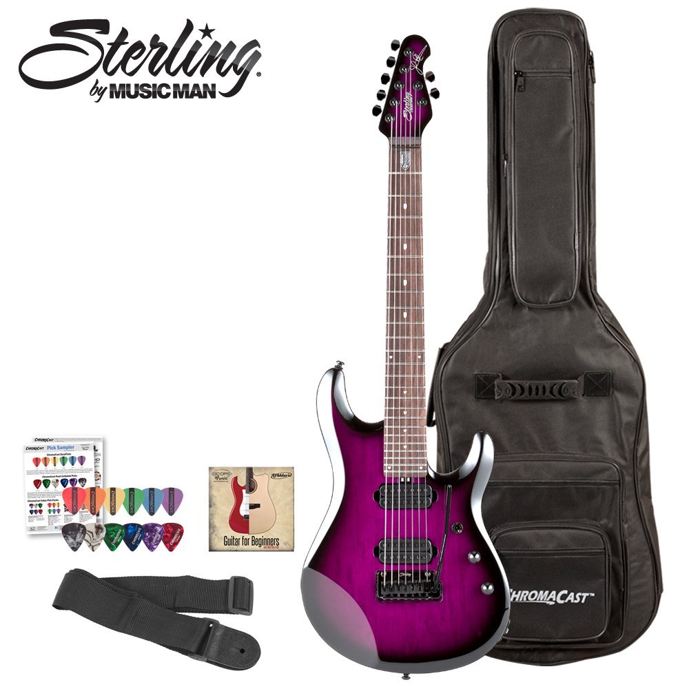 Sterling by MusicMan John Petrucci (JP70) Trans Purple Burst 7 String Electric Guitar Kit w/ Strap, DVD, Gig Bag & Picks